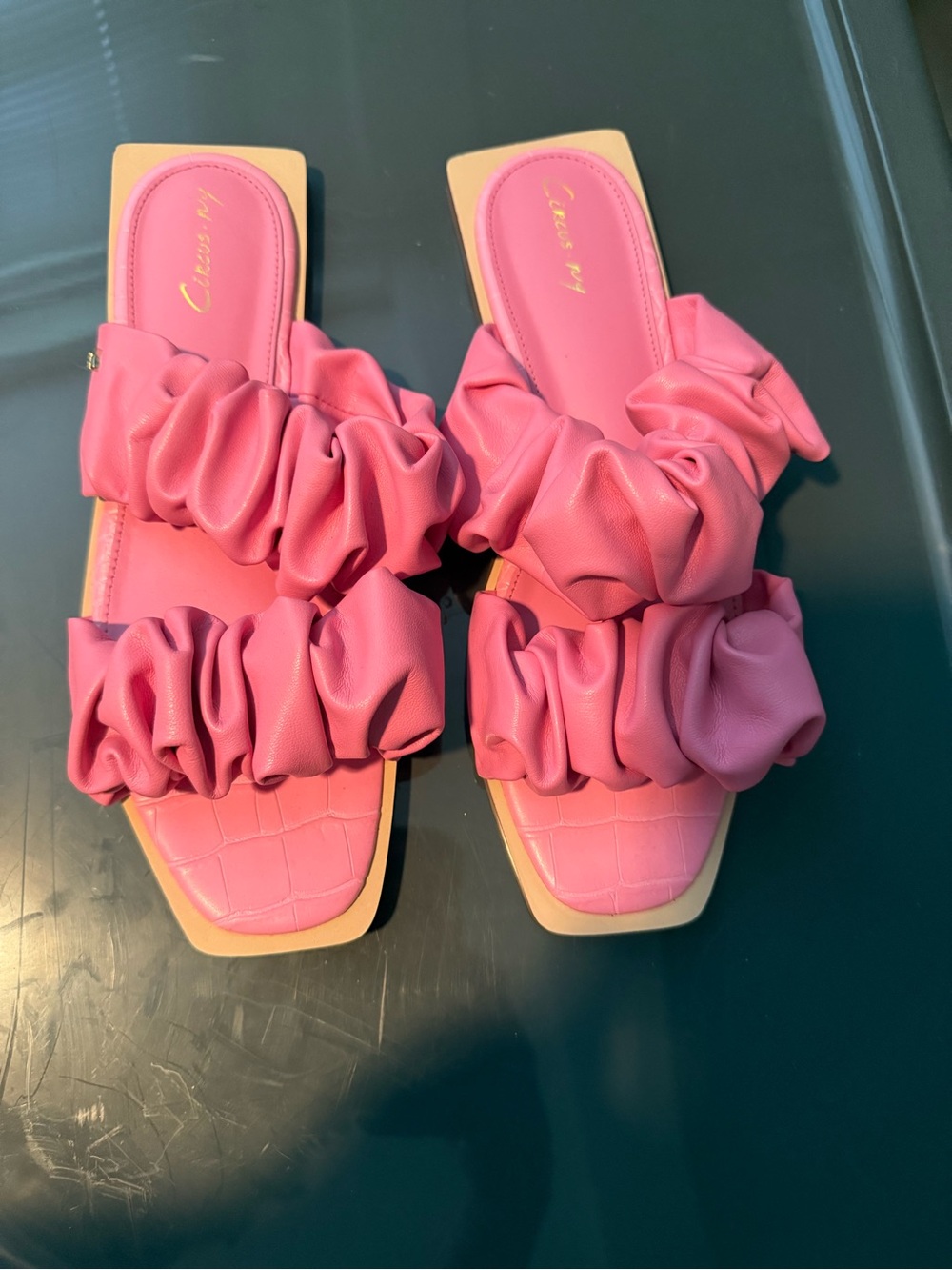 NWT Sam Edelman Ruched Double-Band Slide Sandals in Pink - Women